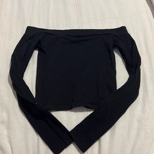 black ribbed off the shoulder top